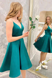 Cute V-Neck Satin Short Prom Dress, A-Line Cocktail Dresses
