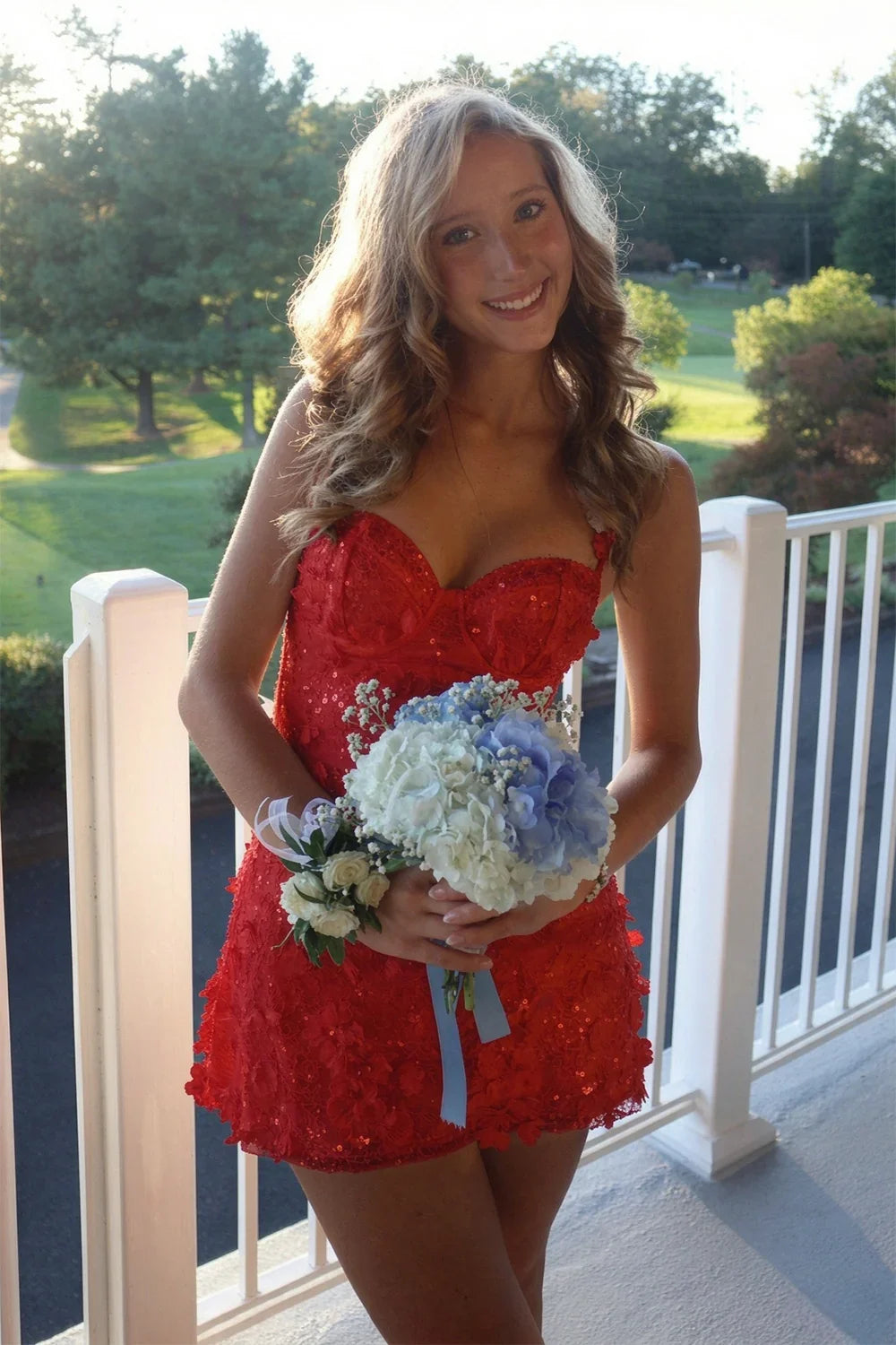 Sweetheart Floral Lace A-Line Mini Dress