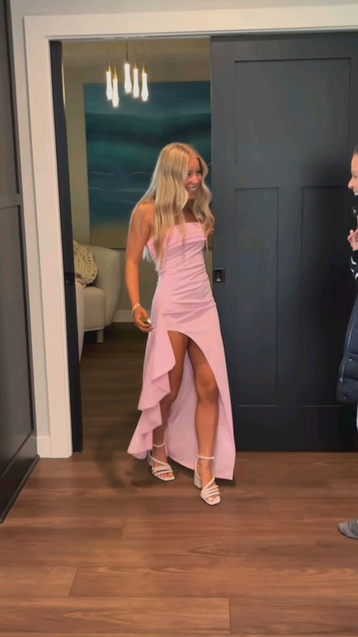 Pink Prom Dresses Split Formal Graduation Gowns Long jkprom Pink Prom Dresses Split Formal Graduation Gowns Long jkprom