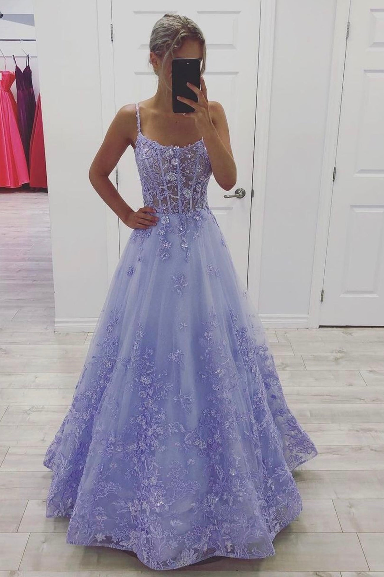 Lavender Fancy Formal Dresses, A-Line Graduation Evening Dress jkprom Lavender Fancy Formal Dresses, A-Line Graduation Evening Dress jkprom