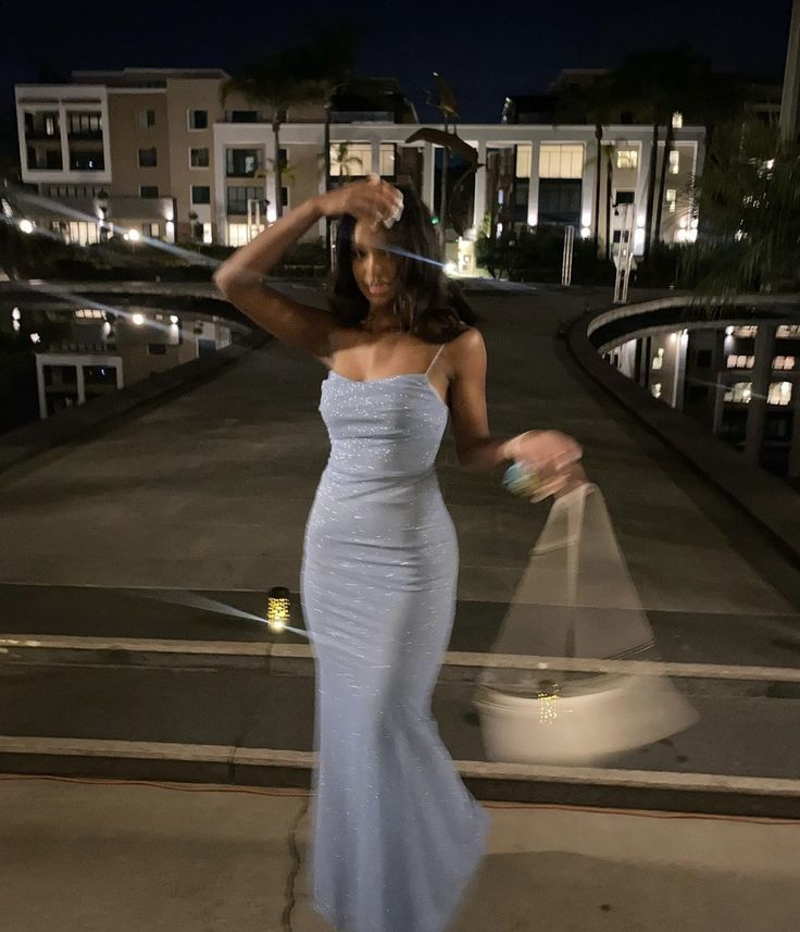 Blue Sparkle Long Prom Party Dress Formal Evening Dresses Woman