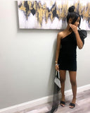 Black Homecoming Dress One Shoulder Short Prom Dresses