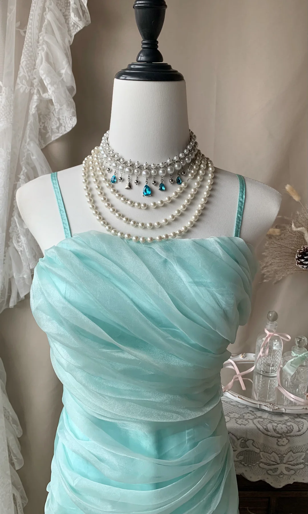 Spaghetti Straps Ruffle Long Prom Dress Mermaid Formal Party Dresses