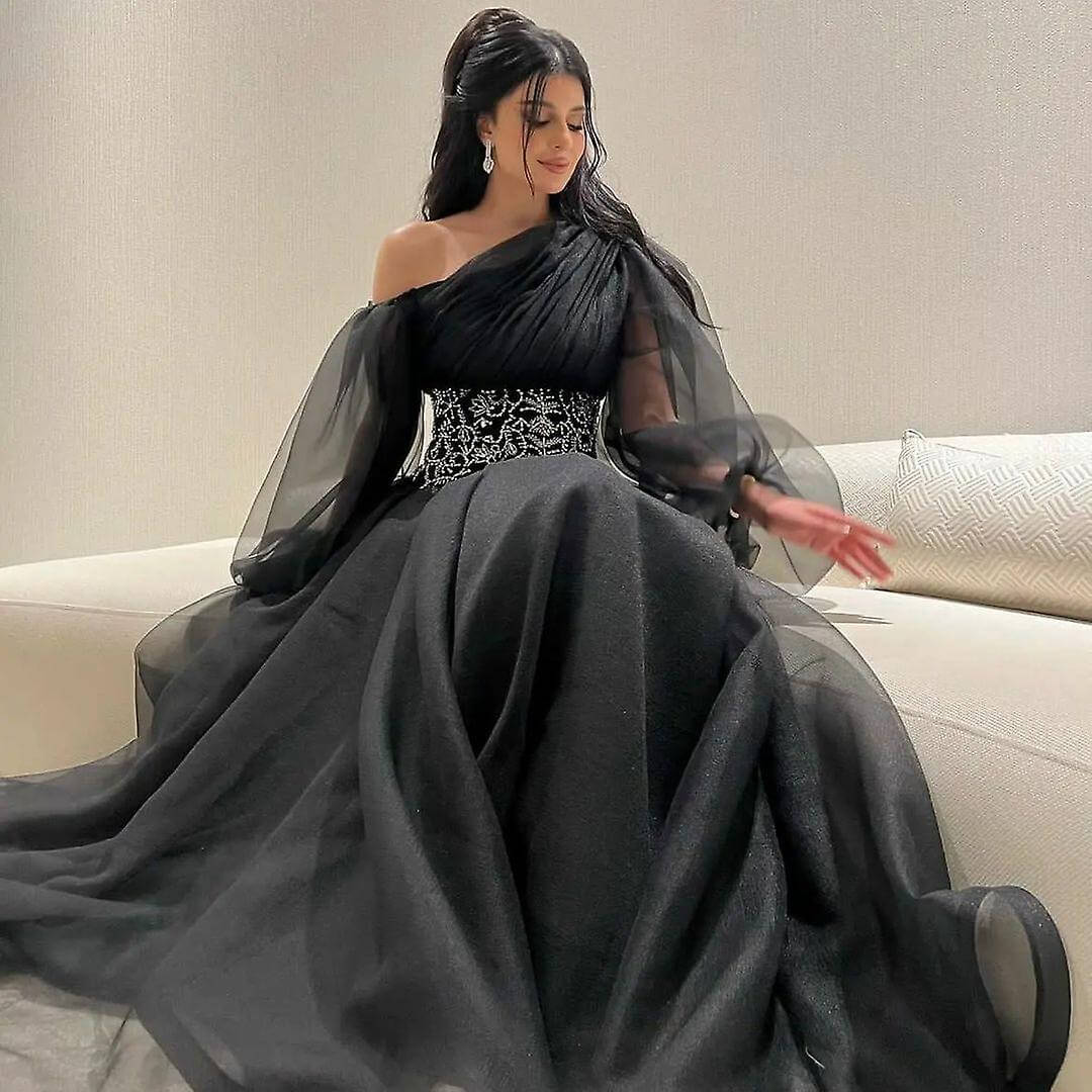 Black Elegant Gowns Evening Long Sleeve Formal Dresses