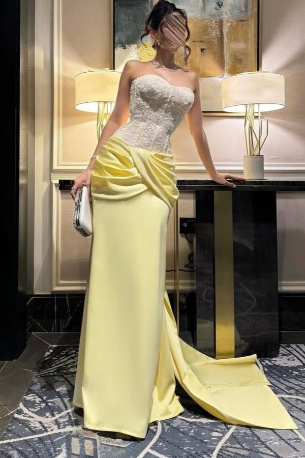 Sexy Strapless Sheath Long Prom Dresses Sleeveless Women Holiday Dress