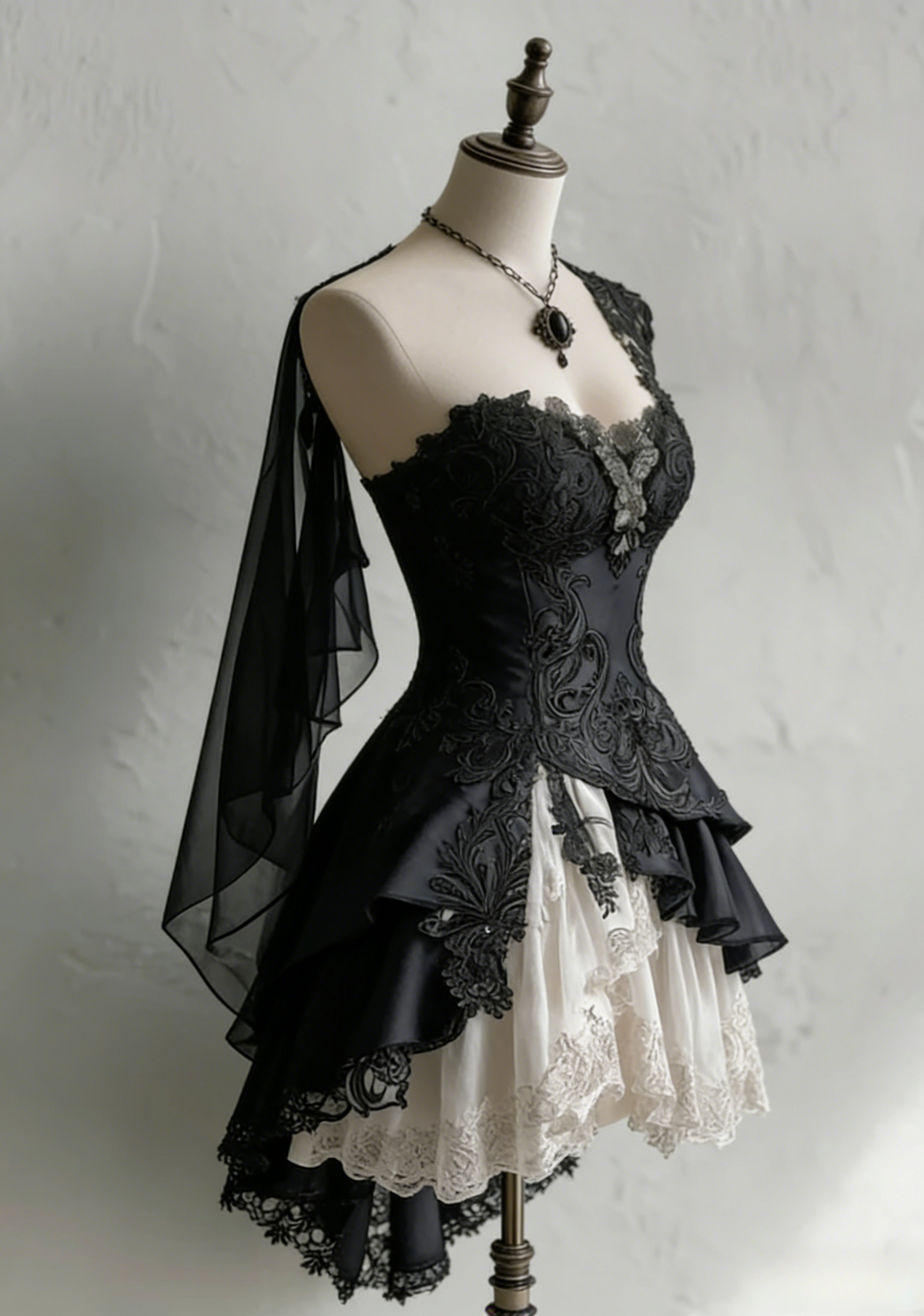 Gothic Black Asymmetrical One-shoulder A-Line Party Dress Draped Short Dresses