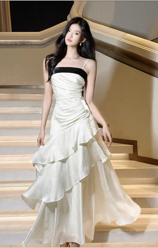 Fairytale Prom Dresses Tiered Ruffles Maxi Dress Spaghetti Straps Layered Ruffle