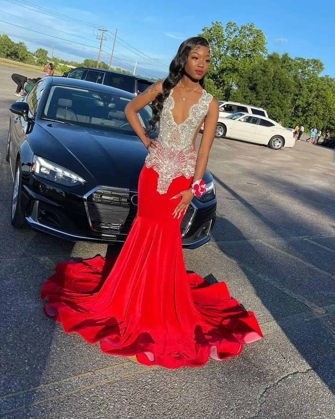 Gorgeous Crystal Beads Red Prom Dresses,Formal Evening Night Maxi Gown jkprom Gorgeous Crystal Beads Red Prom Dresses,Formal Evening Night Maxi Gown jkprom