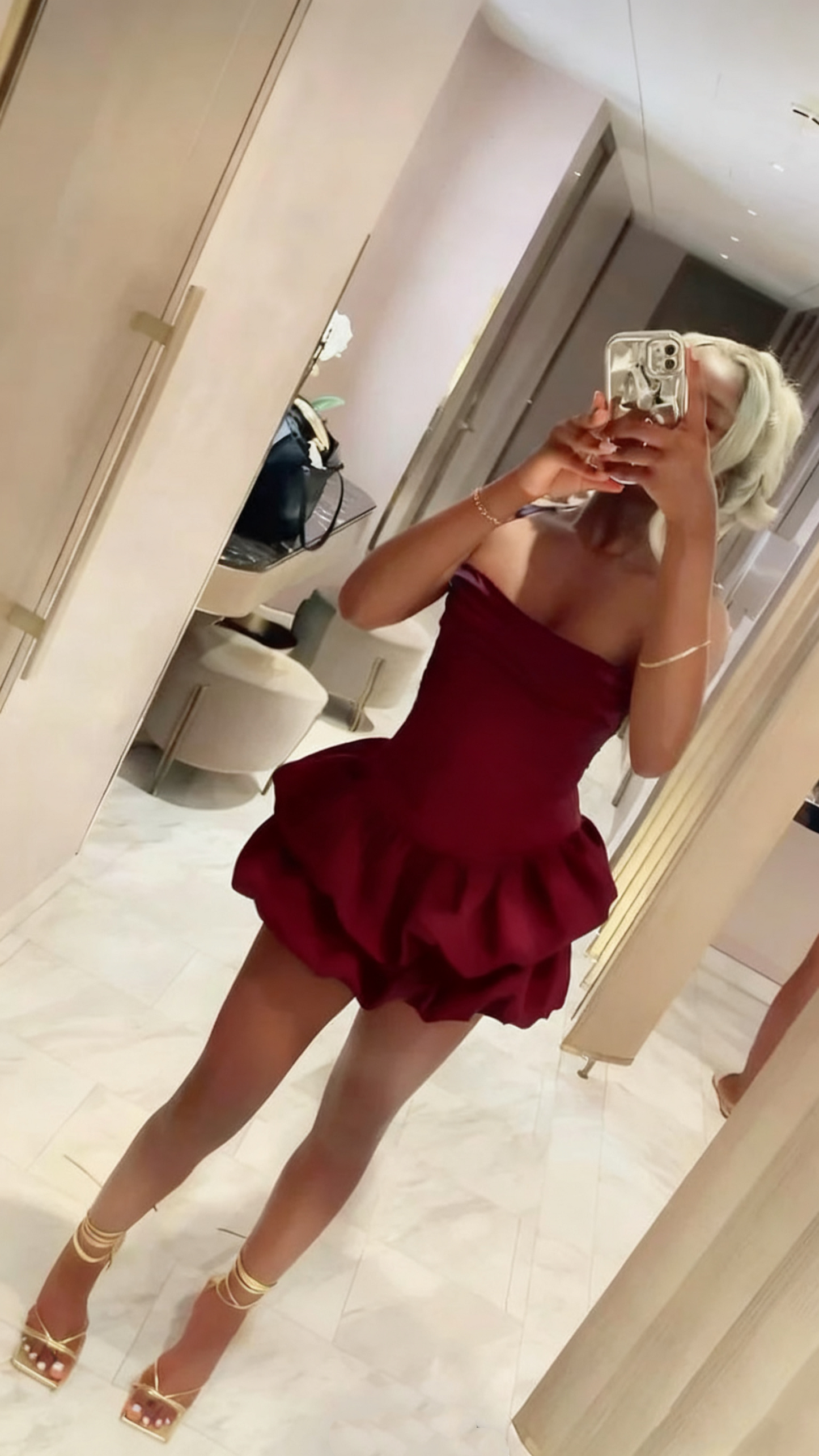 Strapless Short Satin Cocktail Dress Women Birthday Outfit