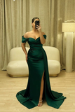 Green Off The Shoulder Mermaid Prom Dresses Gowns Elegant