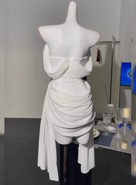 Ruched Chiffon White 17th Birthday Dress Short Prom Gown