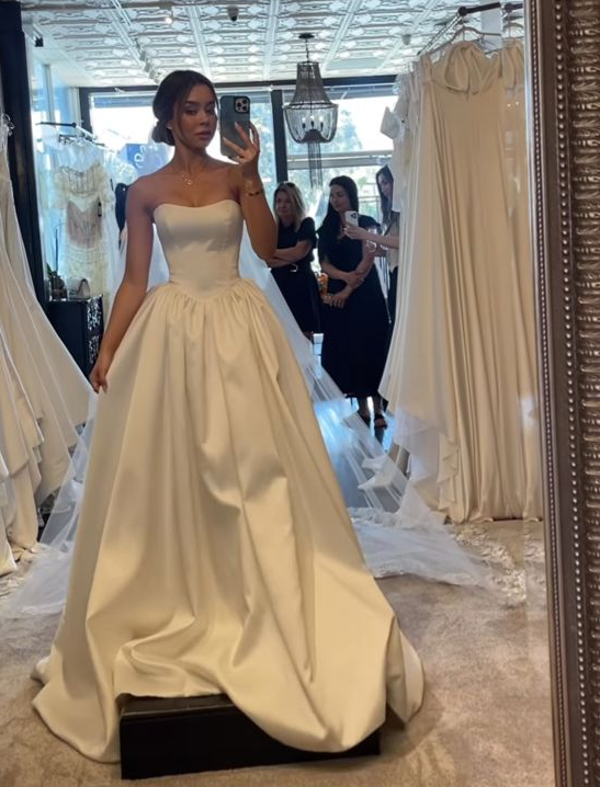 Simple Long Dress Ball Gown Satin Wedding Dresses Princess – jkprom