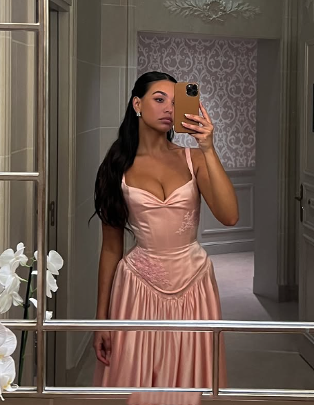 Elegant A Line Spaghetti Straps Satin Long Pink Evening Dress Prom Gown