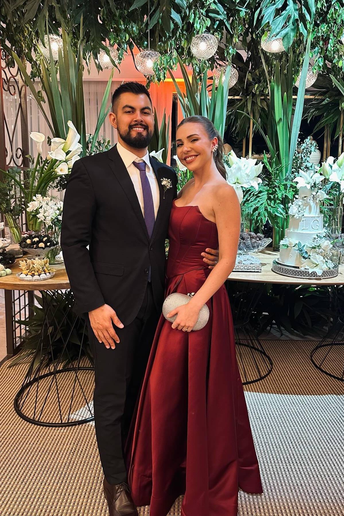 Strapless Burgundy Pleated Long Dress with Slit Formal Evening Dresses