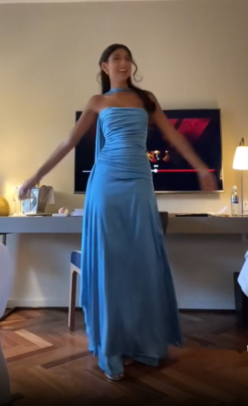 Strapless Blue Prom Dress Long Evening Party Gowns