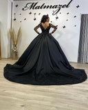 Black Long Sleeve Ball Gown Wedding Dresses Prom Dress