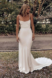 Sexy Spaghetti Straps White Long Prom Evening Wedding Dress
