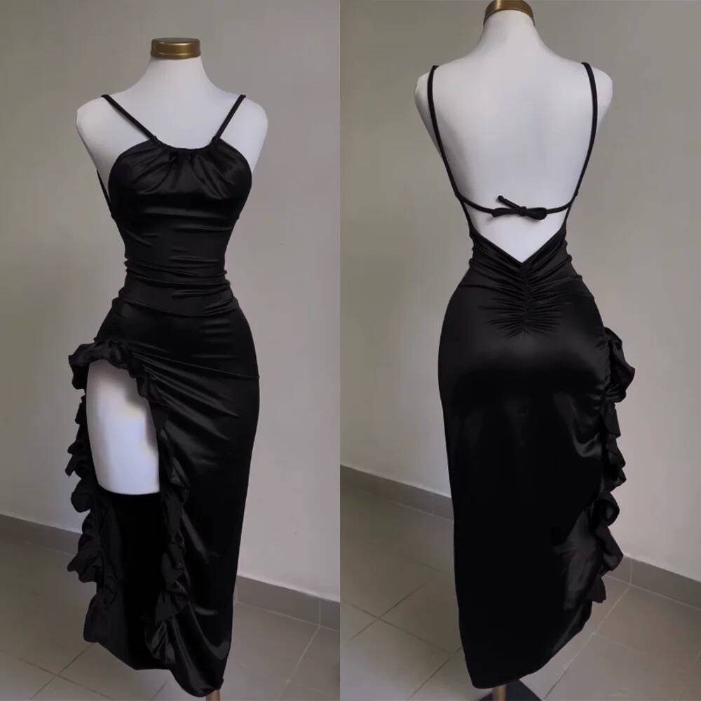 Chic Tight Short Prom Dress Ruffled trim Side Slit Party Dresses