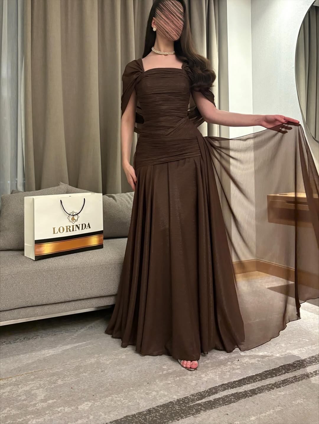 Long Brown Ruched Prom Dress Formal Evening Gown – jkprom