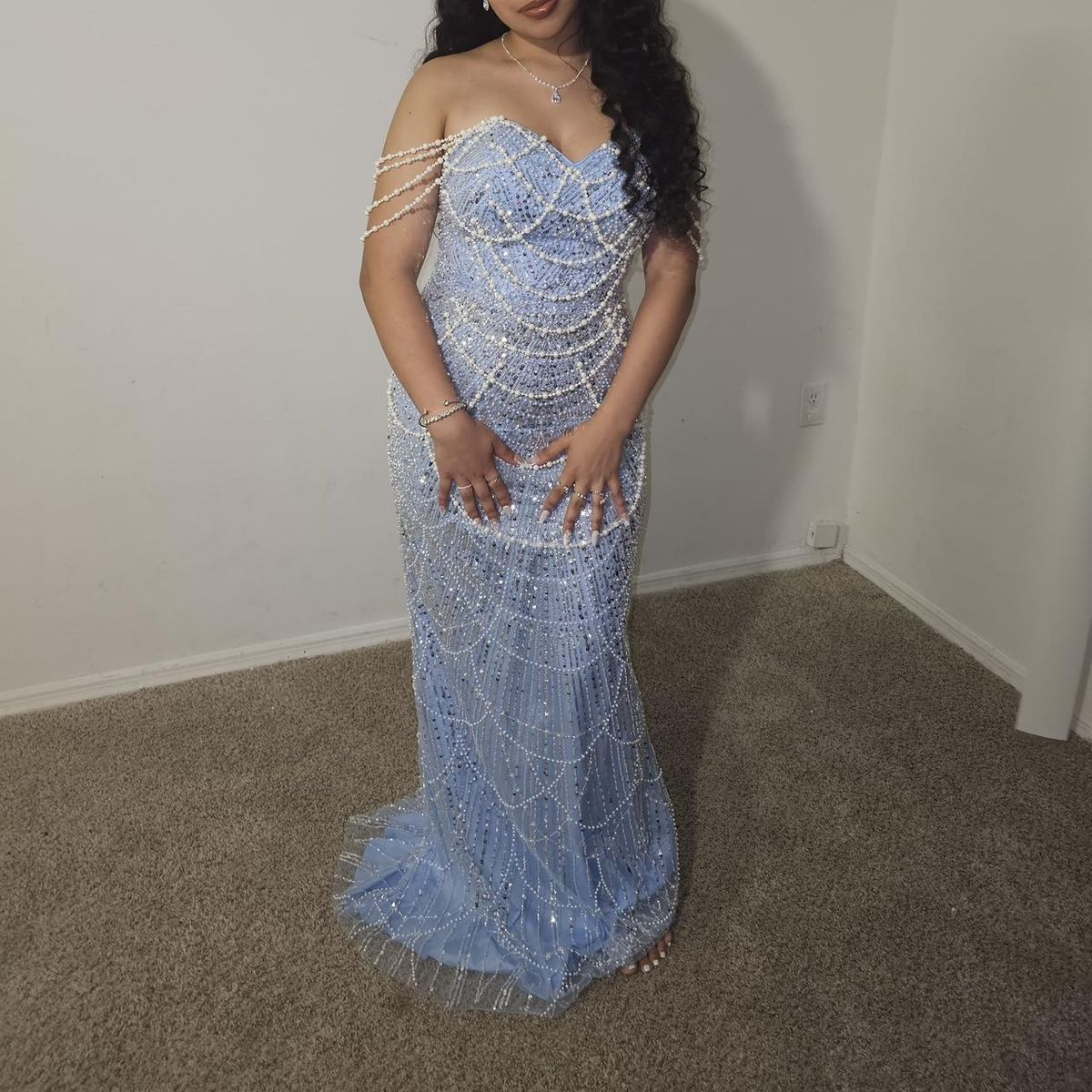 Beading Mermaid Long Prom Dresses Blue Formal Party Dress Birthday Outfit