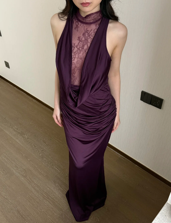 Elegant Purple Sheath Long Prom Dresses Mermaid Gala Dress