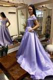 Simple V-Neck Satin Long Prom Dress, Royal Blue Formal Dresses