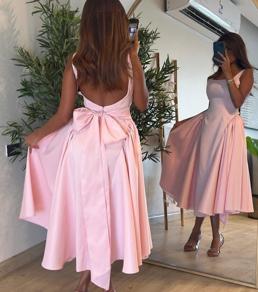 Unique Pink Prom Dress, Midi Formal Dresses Open Back jkprom Unique Pink Prom Dress, Midi Formal Dresses Open Back jkprom