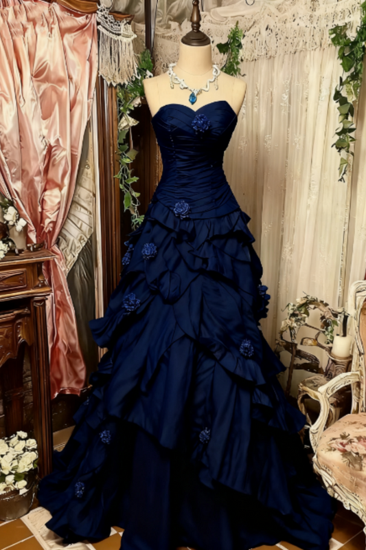Wine Red Retro Elegant Delicate Floral Sweet Long Floor Length Ball Gown Evening Dress