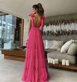 A Line Long Formal Dresses,Bow on Straps Night Dress Party
