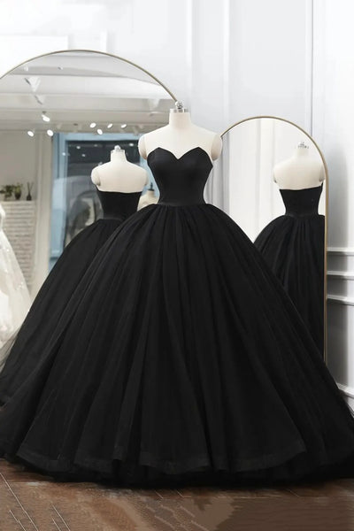 Classic Black High Neck Long Evening Dress Tulle Ball Gown Party Dress Backless