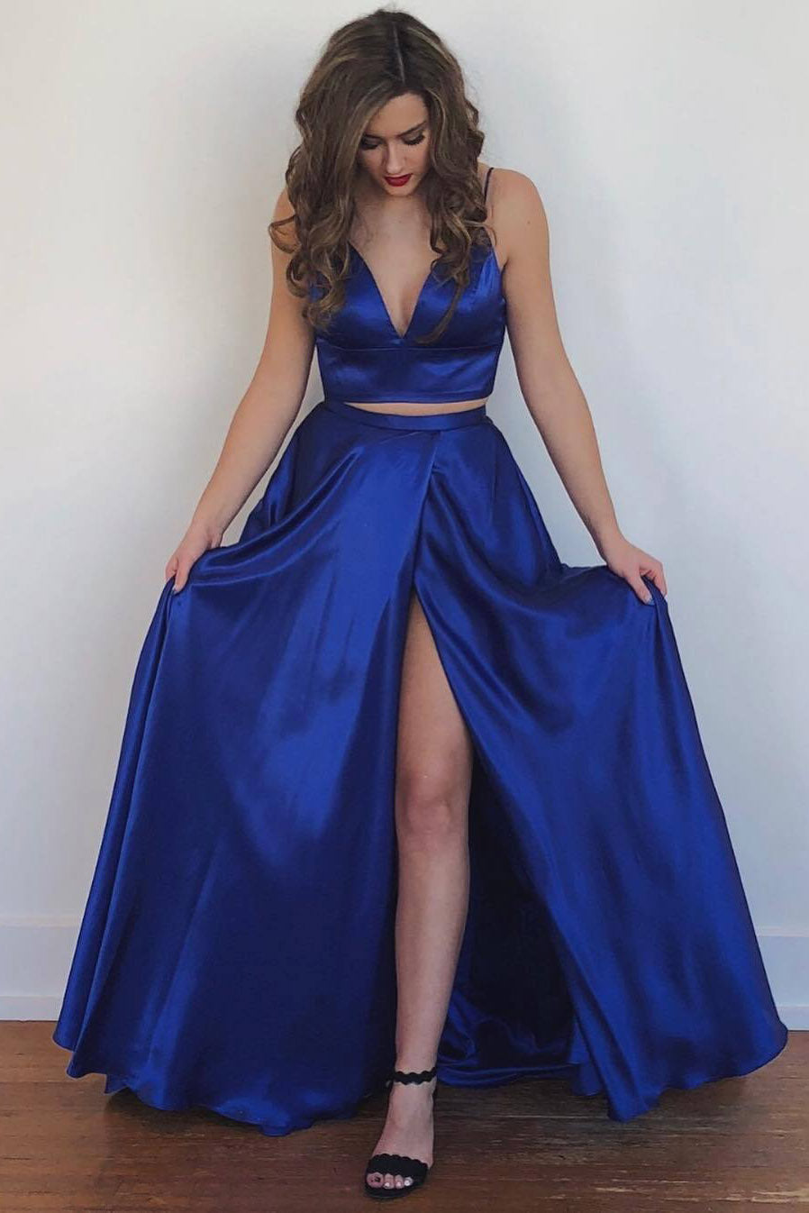 Homecoming Dress Royal Blue Two Piece Dress Navy Blue Short Two Piece Prom Dress Off Shoulder Homecoming Dress Royal Blue Two Piece Dress Navy Blue Short Two Piece Prom Dress Off Shoulder
