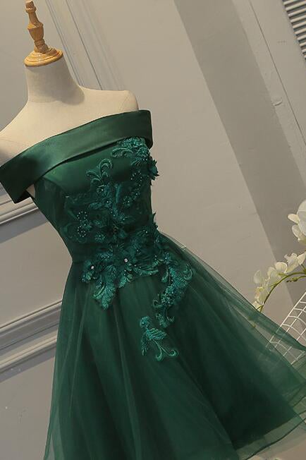 Off Shoulder Dark Green Short Party Dress, Tulle Homecoming Dress GM395 jkprom Off Shoulder Dark Green Short Party Dress, Tulle Homecoming Dress GM395 jkprom