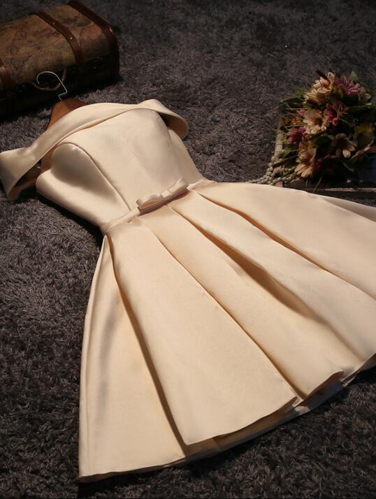Short Champagne Satin Party Dress,Off Shoulder Prom Dresses jkprom Short Champagne Satin Party Dress,Off Shoulder Prom Dresses jkprom