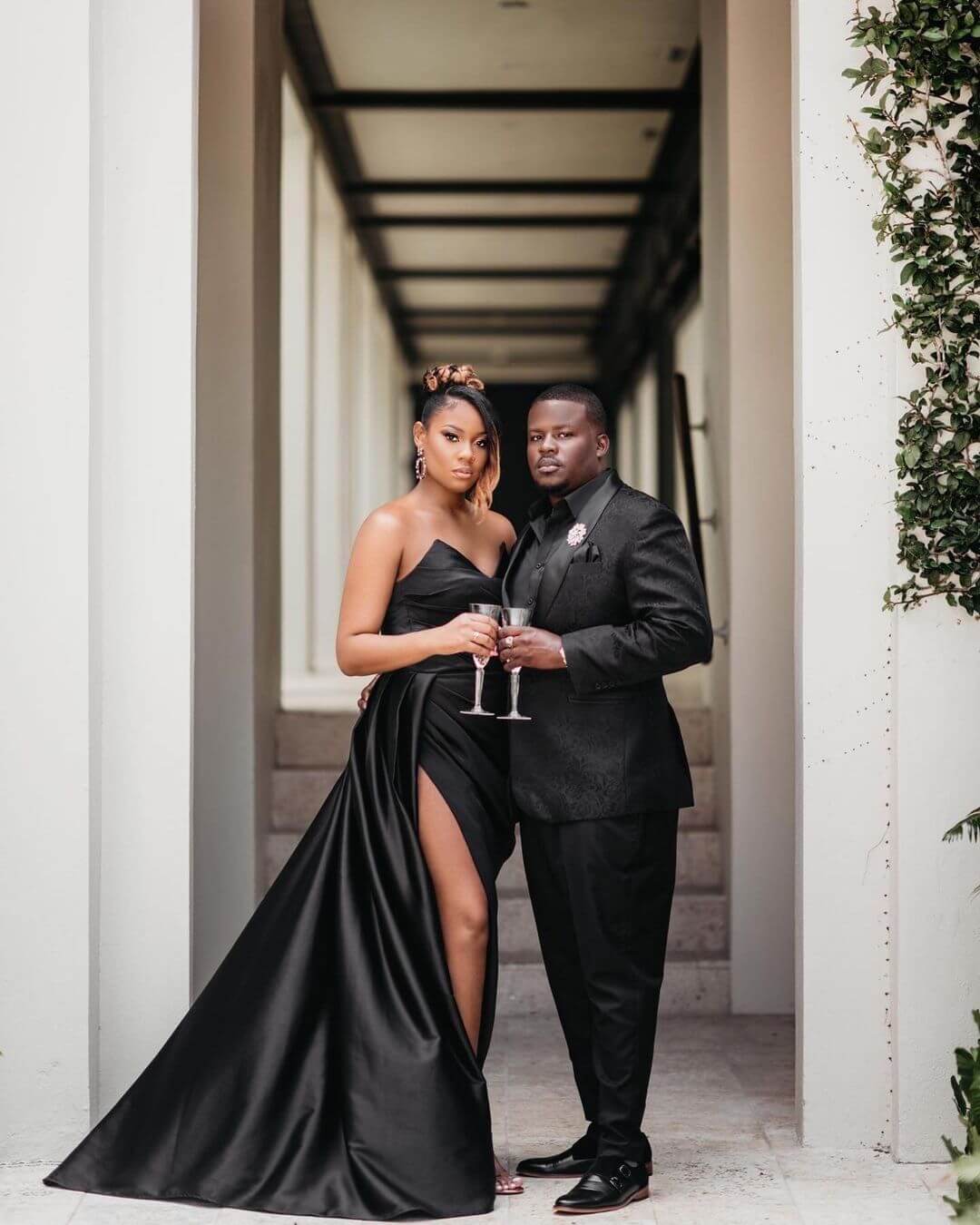 Sexy Black High Slit Prom Dress Tight Satin Wedding Guest Outfit – jkprom