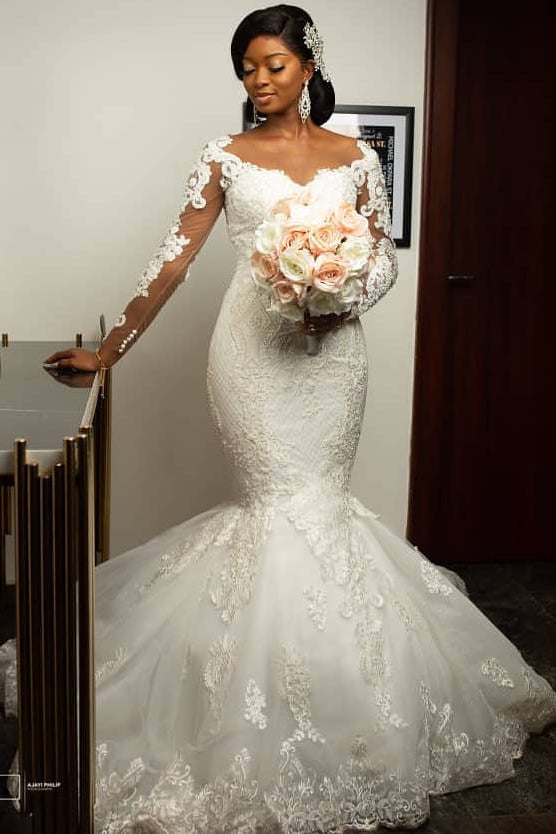 Gold Mermaid Dress Wedding Dress Mermaid V-neck Floor Length Long Sleeves Wedding Dress Jkprom Gold Mermaid Dress Wedding Dress Mermaid V-neck Floor Length Long Sleeves Wedding Dress Jkprom