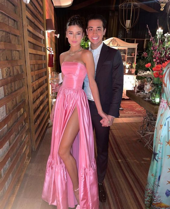 Pink Leg Split Prom Dress,Women Sexy Elegant Party Dresses jkprom Pink Leg Split Prom Dress,Women Sexy Elegant Party Dresses jkprom