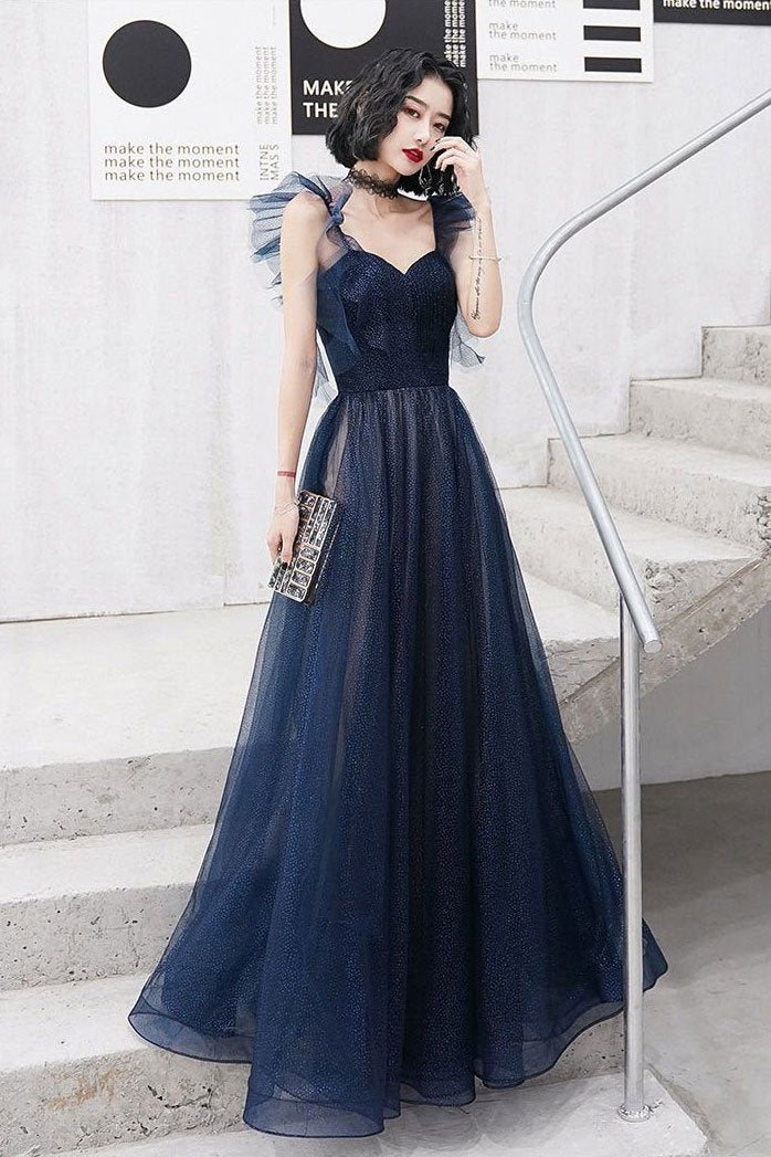 Dark blue sweetheart tulle long prom dress blue tulle formal dress jkprom Dark blue sweetheart tulle long prom dress blue tulle formal dress jkprom