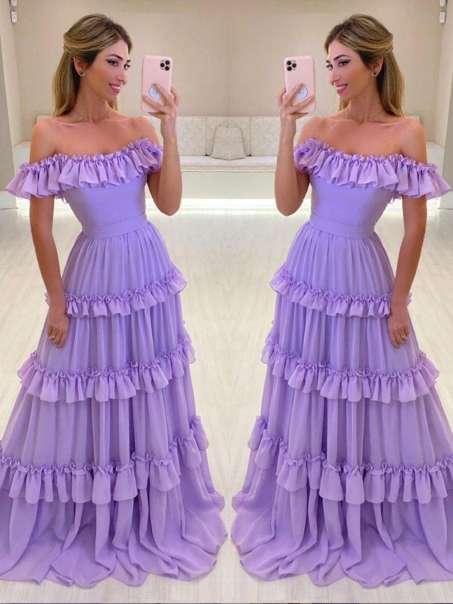 Purple chiffon long prom dress, purple evening dress jkprom Purple chiffon long prom dress, purple evening dress jkprom