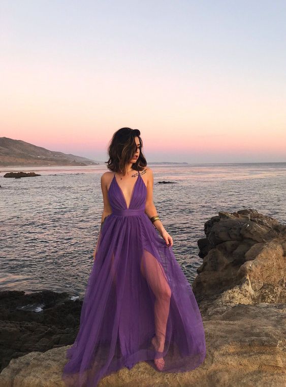 Purple Prom Dresses for Women Party Sexy Split Evening Dress Long jkprom Purple Prom Dresses for Women Party Sexy Split Evening Dress Long jkprom