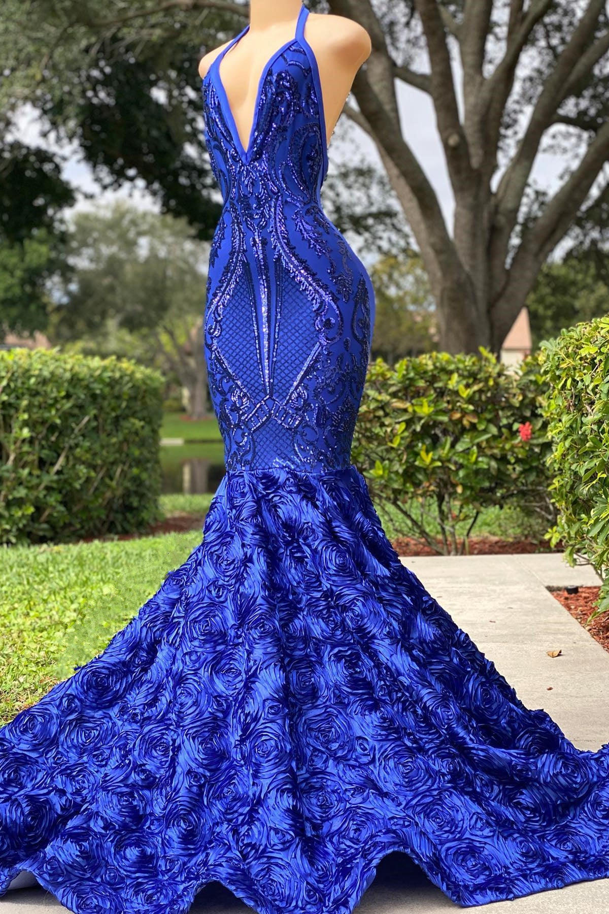 Long Royal Blue Mermaid Prom Dresses V Neck Open Backs – jkprom Long Royal Blue Mermaid Prom Dresses V Neck Open Backs – jkprom