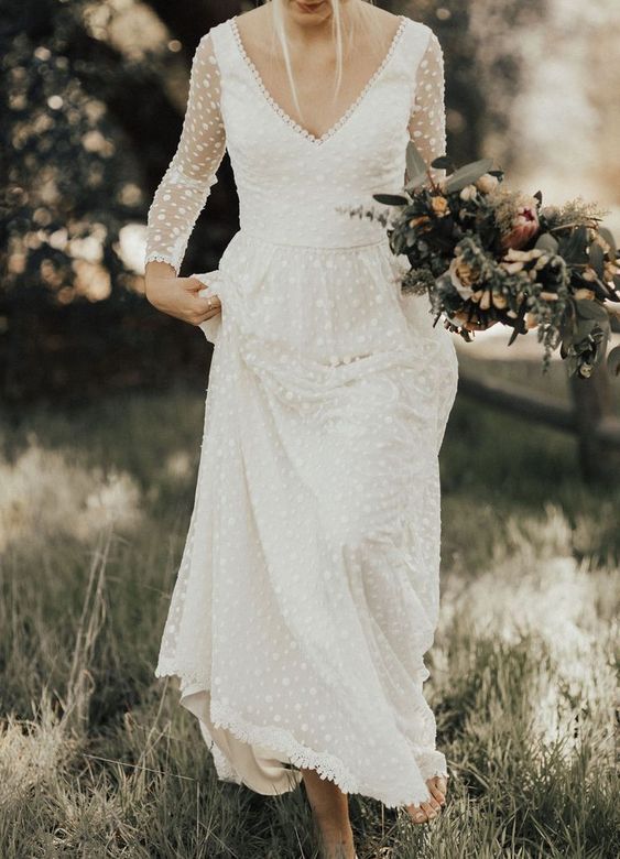 long sleeve polka dot wedding dress 57 TREND | Wedding Dresses with Polka Dots ideas