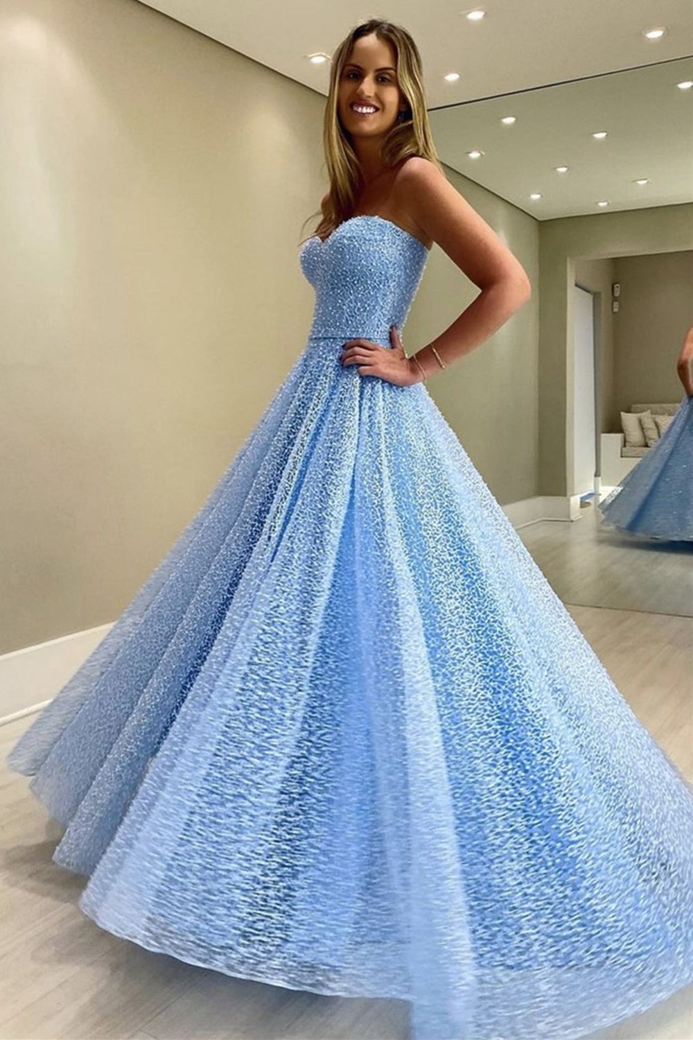 Gorgeous Sweetheart Neck Blue Long Prom Dress, Strapless Blue Formal Dress, Blue Evening Dress A1364 jkprom Gorgeous Sweetheart Neck Blue Long Prom Dress, Strapless Blue Formal Dress, Blue Evening Dress A1364 jkprom