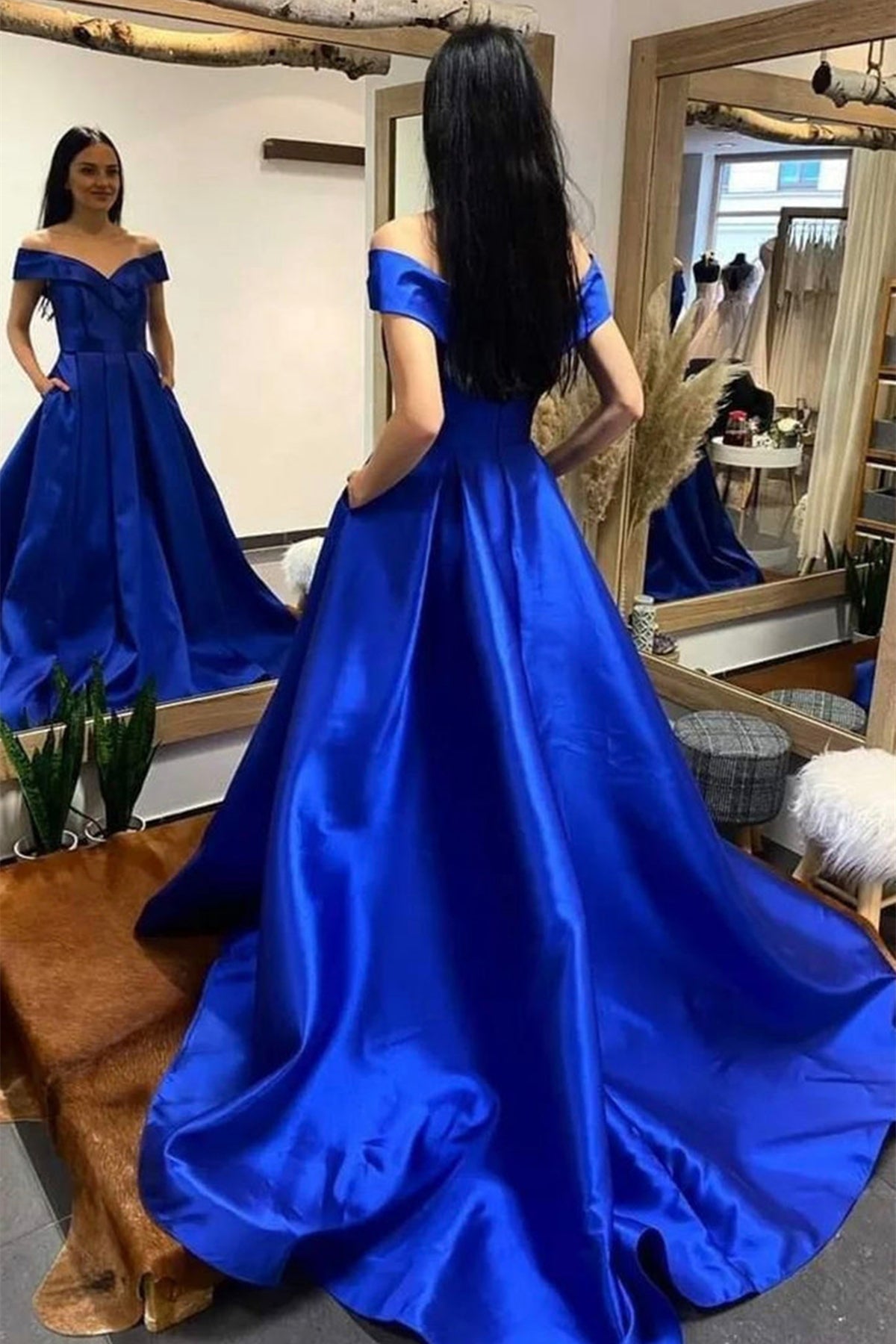 Off Shoulder Royal Blue/Purple/White Long Prom Dress jkprom Off Shoulder Royal Blue/Purple/White Long Prom Dress jkprom