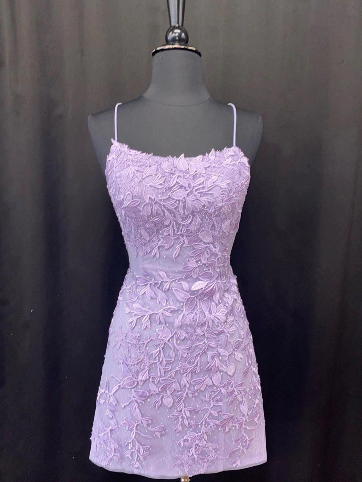 Lavender Lace Short Homecoming Dresses,Backless Hoco Dress – jkprom