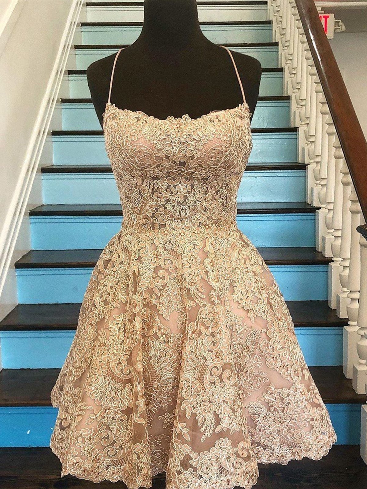 Short Champagne Backless Lace Prom Dresses, Short Lace Formal Graduati jkprom Short Champagne Backless Lace Prom Dresses, Short Lace Formal Graduati jkprom