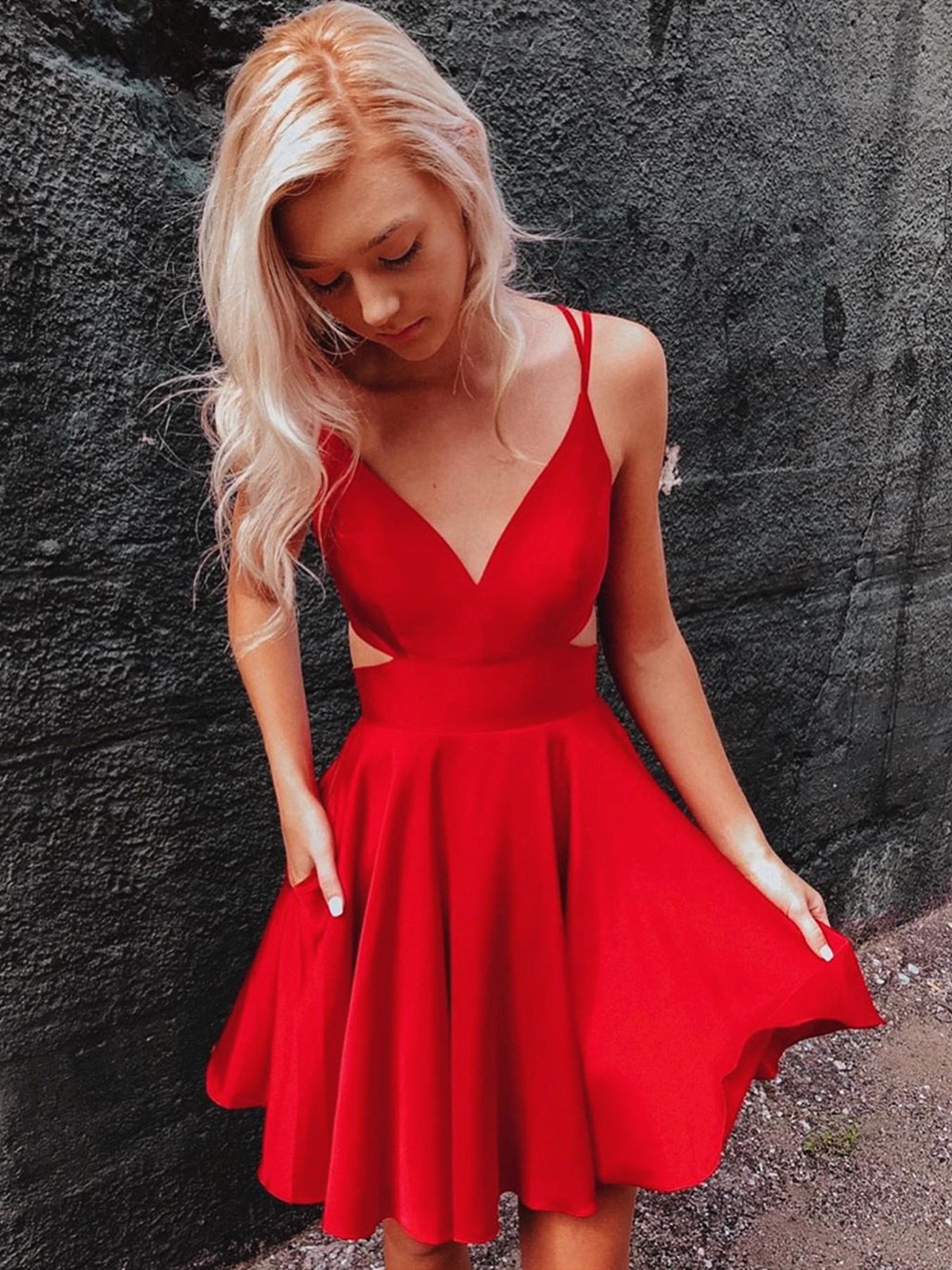 Short V Neck Red Prom Dress with Corset Back, Short Red Cocktail Gradu jkprom Short V Neck Red Prom Dress with Corset Back, Short Red Cocktail Gradu jkprom