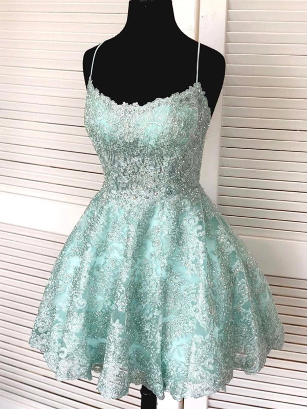 Backless Short Mint Green Lace Prom with Straps,Homecoming Dresses jkprom Backless Short Mint Green Lace Prom with Straps,Homecoming Dresses jkprom