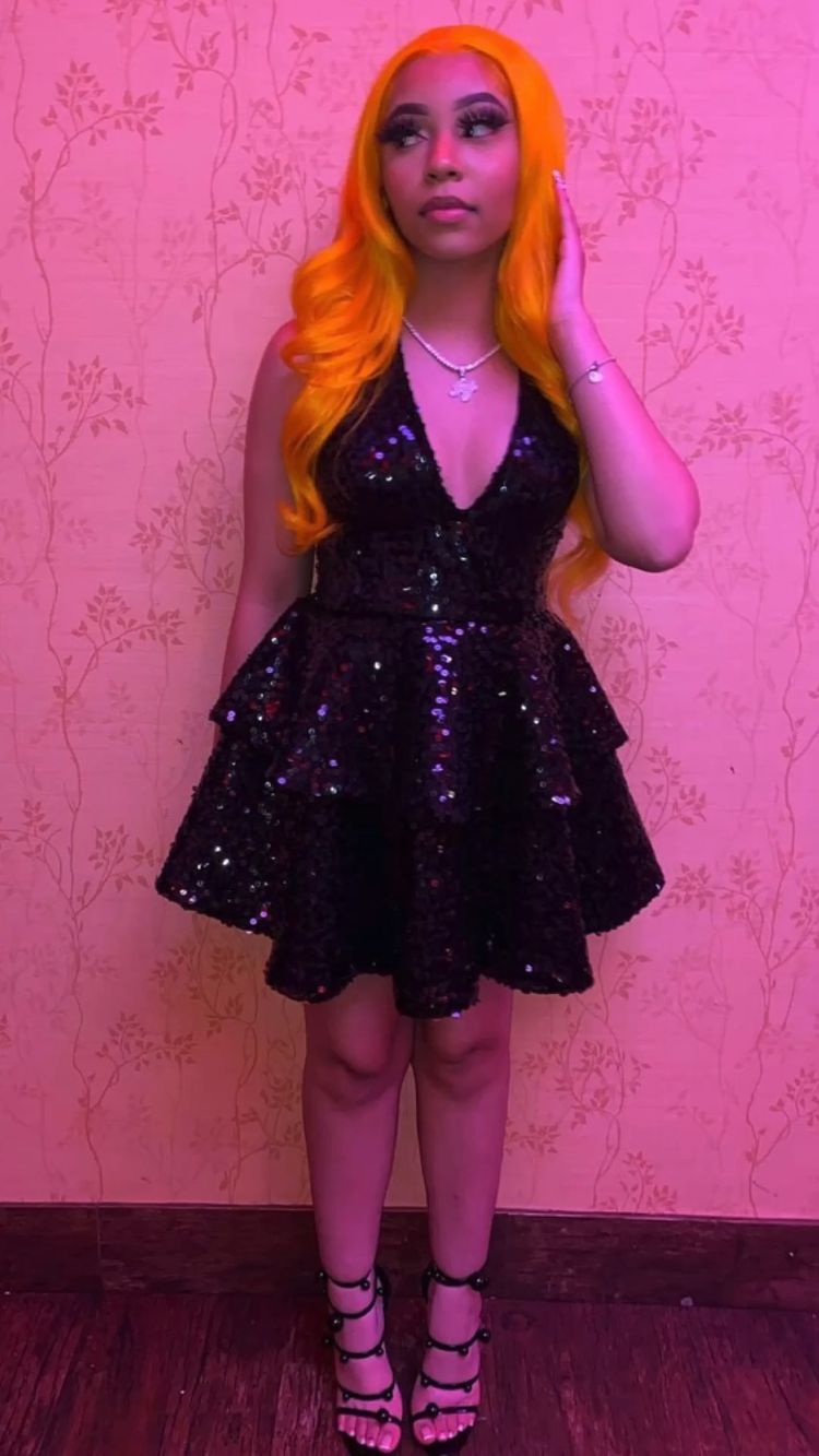 Black Sequins V Neck Homecoming Dresses,Tiered Hoco Dress jkprom Black Sequins V Neck Homecoming Dresses,Tiered Hoco Dress jkprom