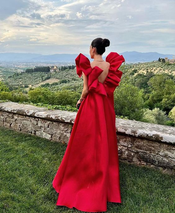 Red Long Formal Prom Dresses,Fashion Wedding Party Gown