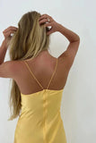 Best Yellow Spaghetti Straps Long Prom Dress With Slit